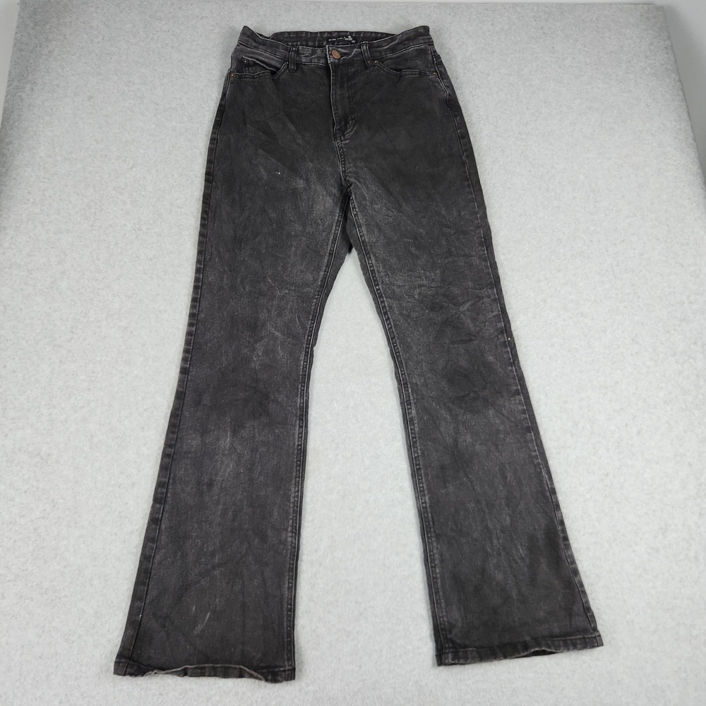 Black Tape Flare Jeans Womens 29 Black Denim High Rise Stretch Boho Streetwear